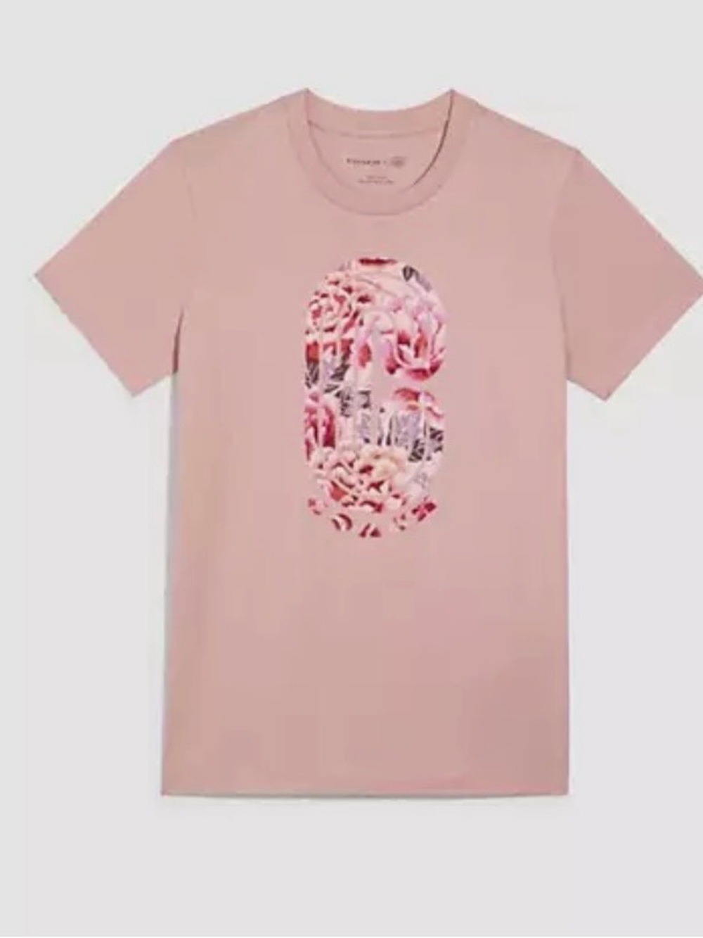Coach Pink Floral Logo Short Sleeve Tee